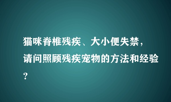 猫咪脊椎残疾、大小便失禁，请问照顾残疾宠物的方法和经验？