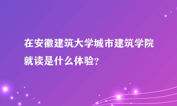 在安徽建筑大学城市建筑学院就读是什么体验？