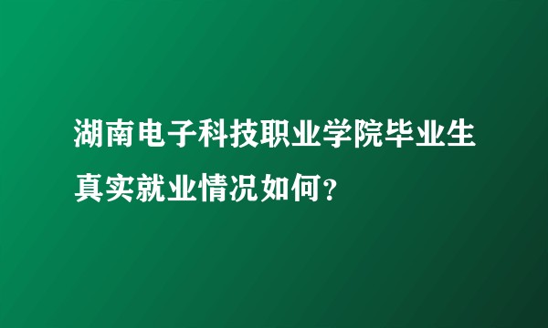 湖南电子科技职业学院毕业生真实就业情况如何？