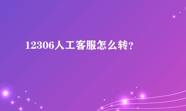 12306人工客服怎么转？