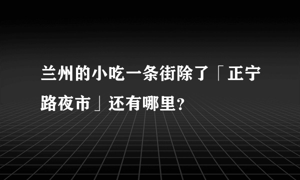 兰州的小吃一条街除了「正宁路夜市」还有哪里？