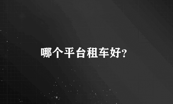 哪个平台租车好？