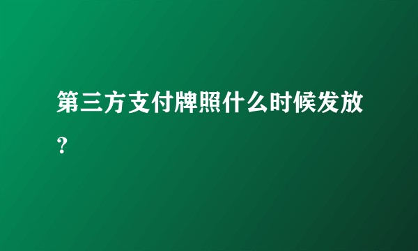 第三方支付牌照什么时候发放？