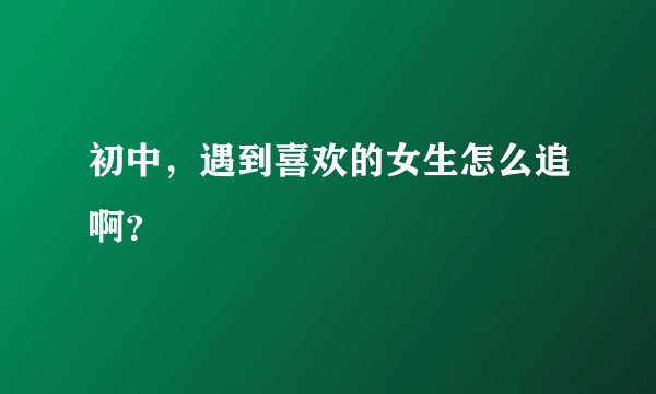 初中，遇到喜欢的女生怎么追啊？