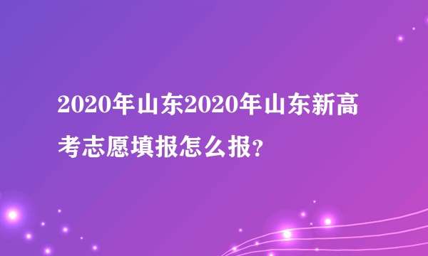 2020年山东2020年山东新高考志愿填报怎么报？