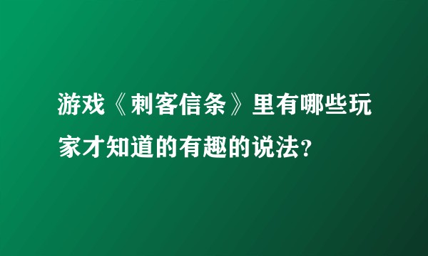 游戏《刺客信条》里有哪些玩家才知道的有趣的说法？