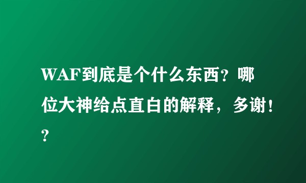 WAF到底是个什么东西？哪位大神给点直白的解释，多谢！?