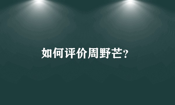 如何评价周野芒？