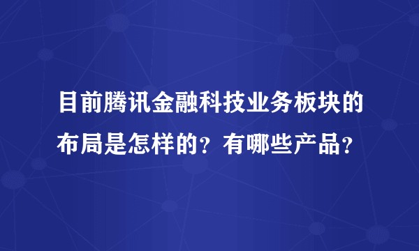 目前腾讯金融科技业务板块的布局是怎样的？有哪些产品？