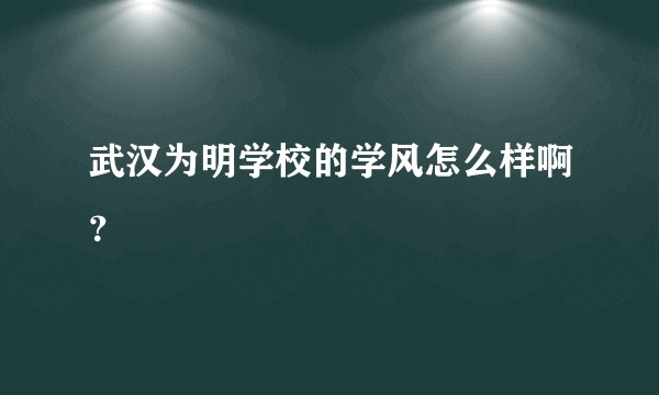 武汉为明学校的学风怎么样啊？