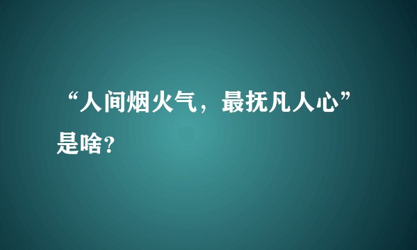 “人间烟火气，最抚凡人心”是啥？