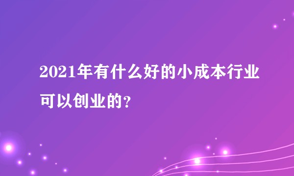 2021年有什么好的小成本行业可以创业的？