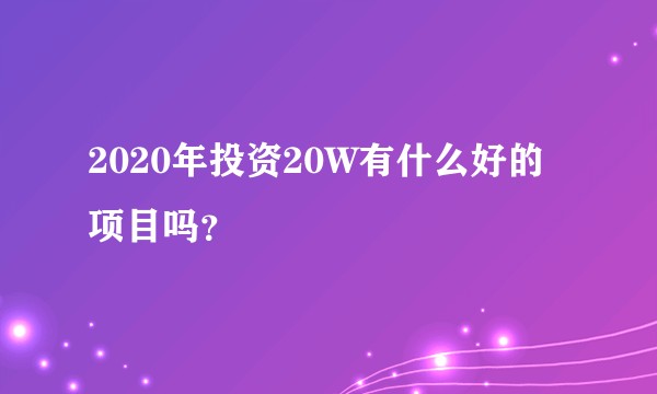 2020年投资20W有什么好的项目吗？