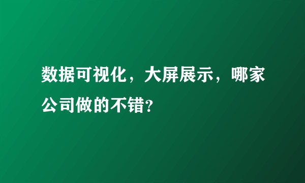 数据可视化，大屏展示，哪家公司做的不错？