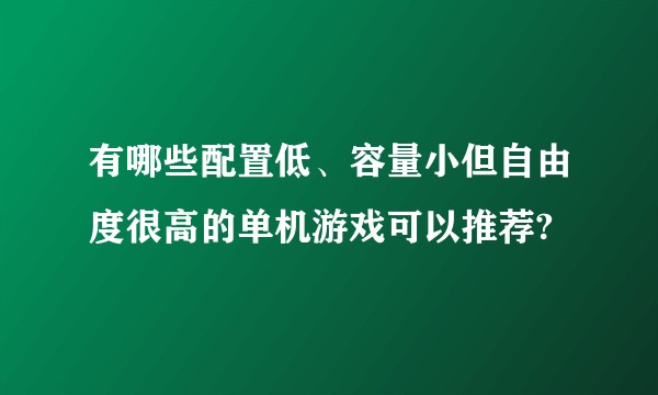 有哪些配置低、容量小但自由度很高的单机游戏可以推荐?