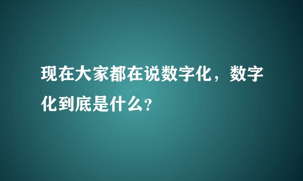 现在大家都在说数字化,数字化到底是什么?