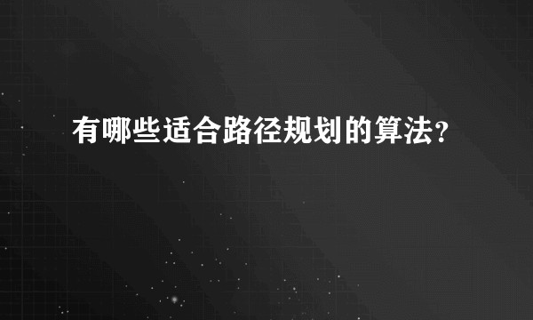 有哪些适合路径规划的算法？