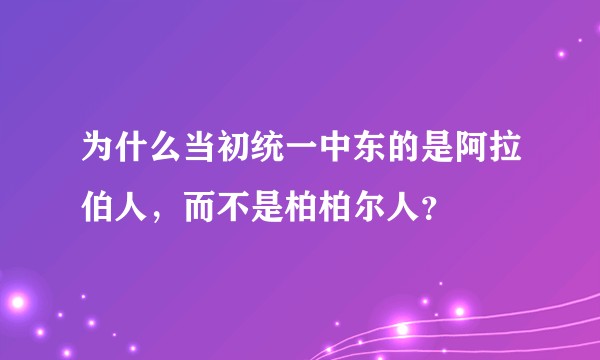 为什么当初统一中东的是阿拉伯人，而不是柏柏尔人？