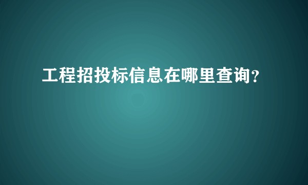 工程招投标信息在哪里查询？