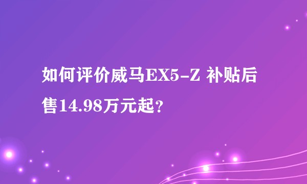 如何评价威马EX5-Z 补贴后售14.98万元起？