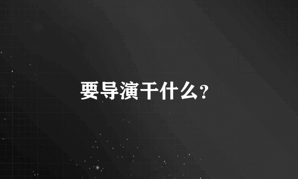 要导演干什么？