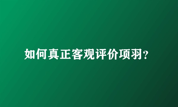 如何真正客观评价项羽？