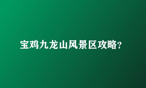 宝鸡九龙山风景区攻略？