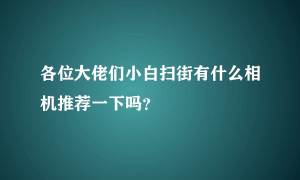 各位大佬们小白扫街有什么相机推荐一下吗？